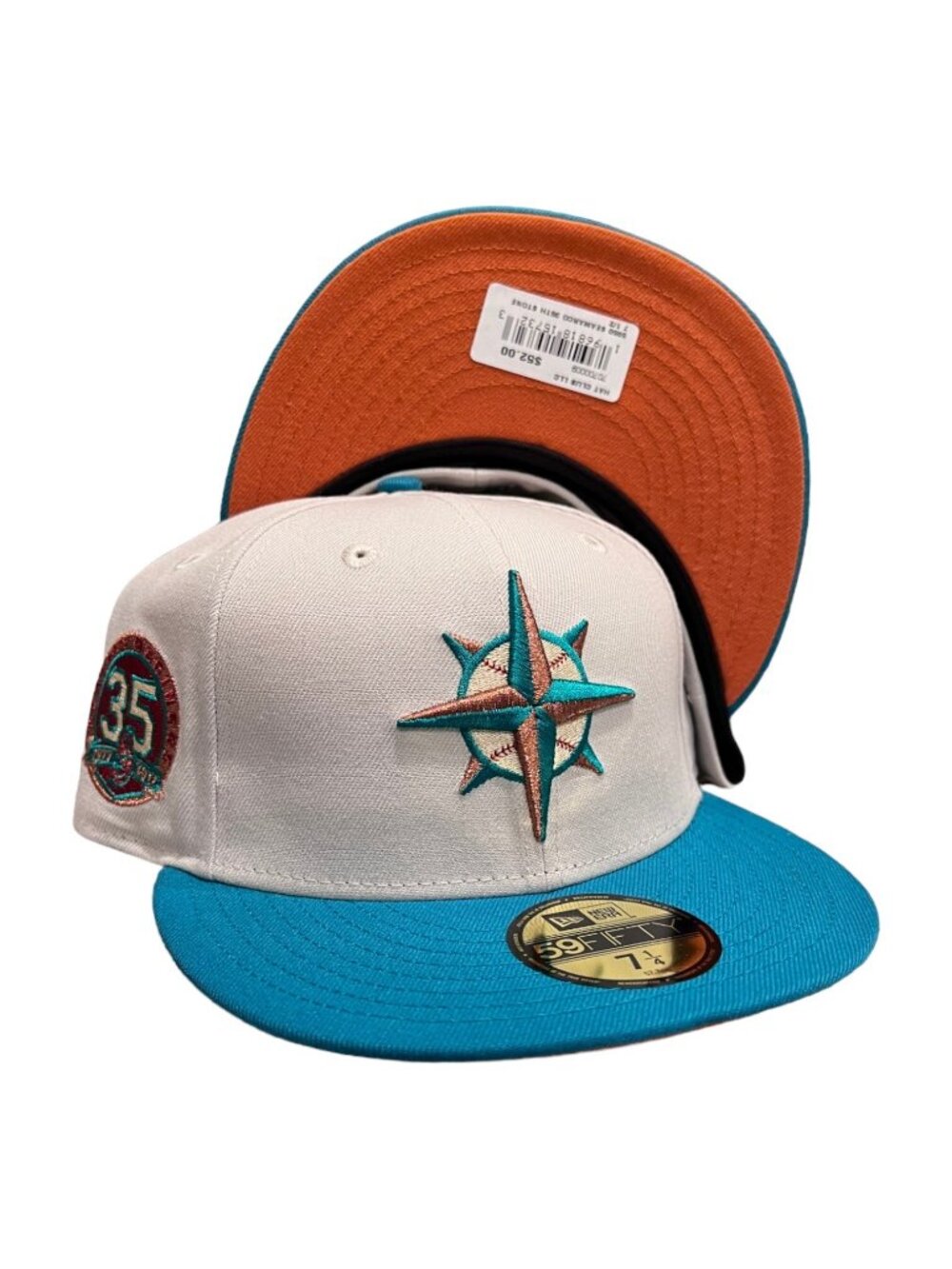 New Era Seattle Mariners 59FIFTY Fitted Hat Cap 35th Year Side Patch 7 1/2
